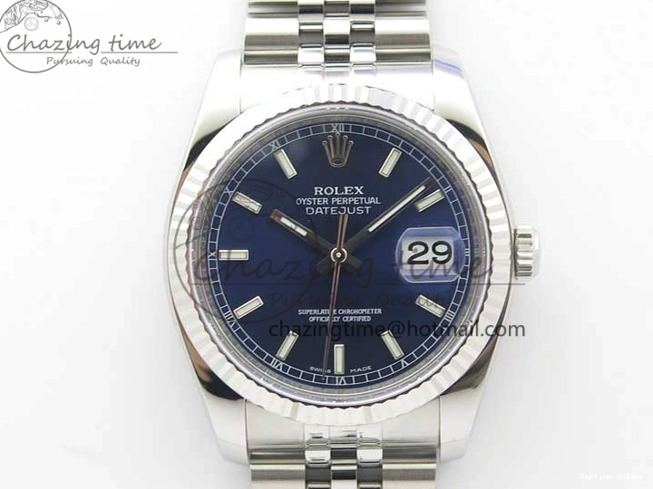 1228 DateJust 36 SS 116234 ARF 1:1 Best Edition 904L Steel Blue Dial on Jubilee Bracelet SH3135 V TravelReady 3214